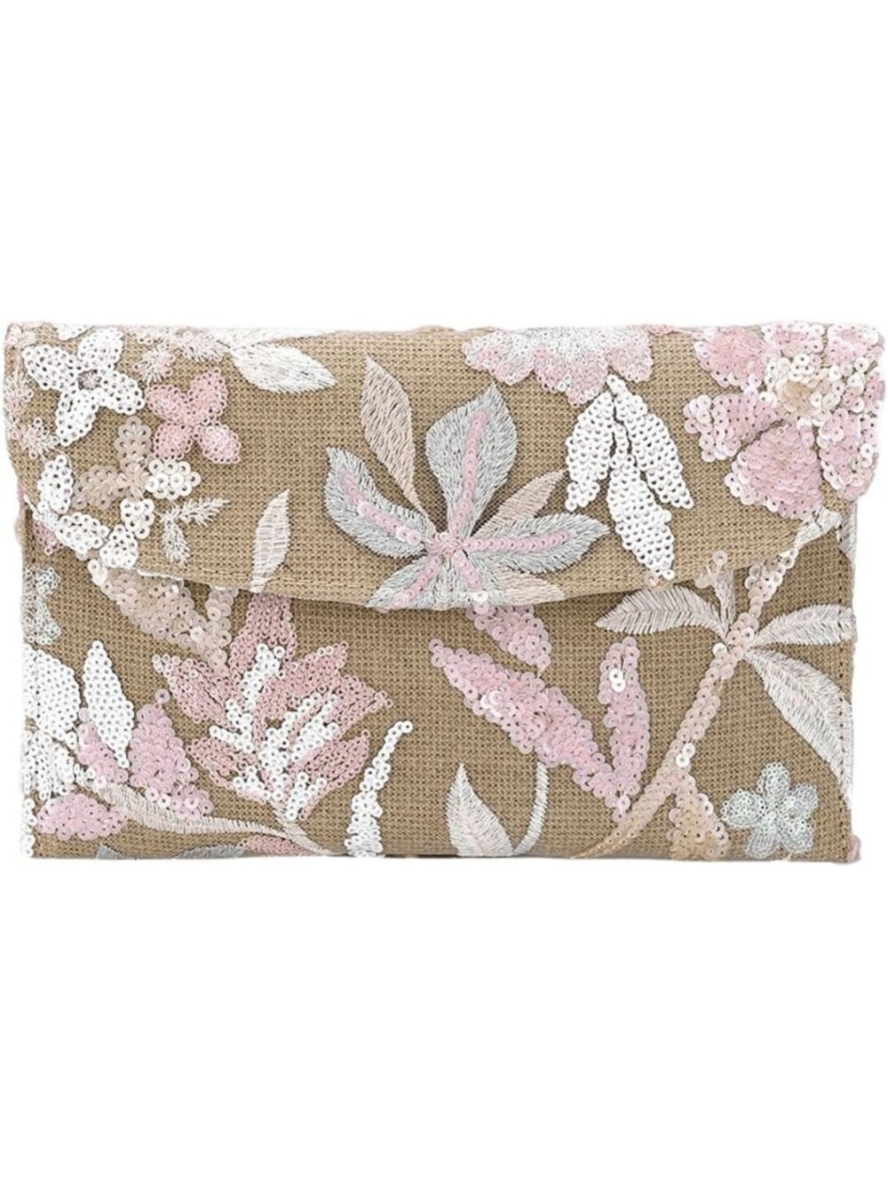 Floral Beaded Clutch Purse - Sequin Evening Handbag for Parties & Events